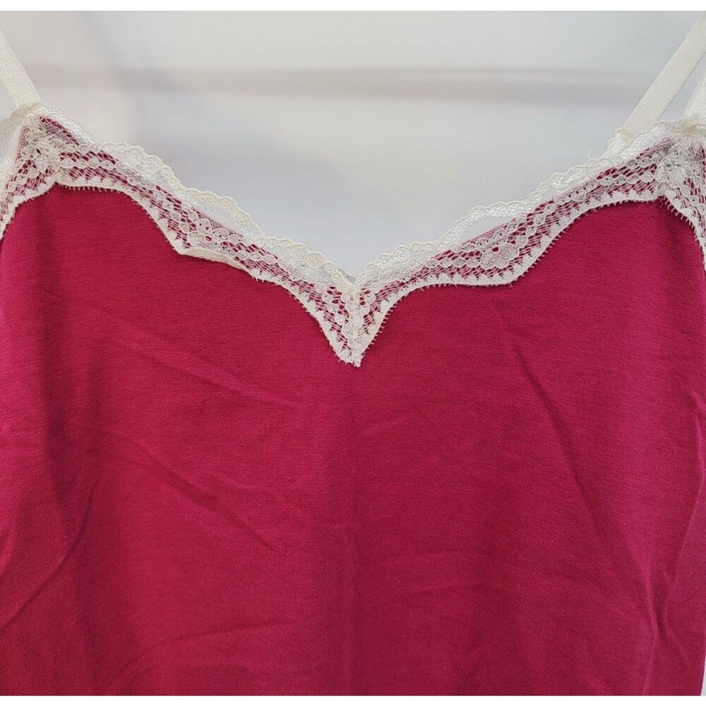 NWT Y2K Indie Layering Coquette Forever 21 Lace Trim Cami Tank Sz M Sangria Red - Picture 4 of 9